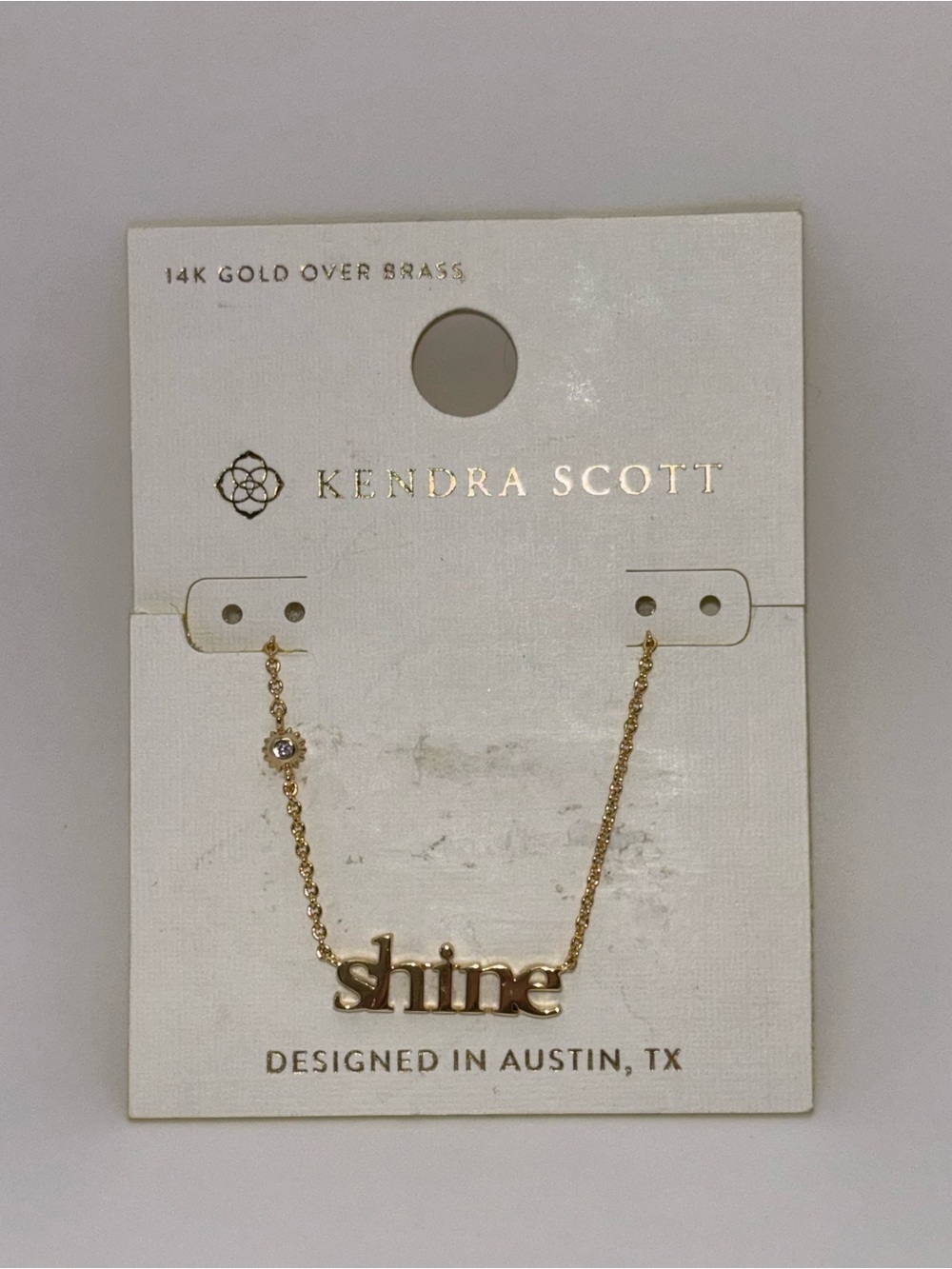 Kendra Scott “Shine” Gold Nameplate Necklace NWT 14K Over Brass w/ CZ